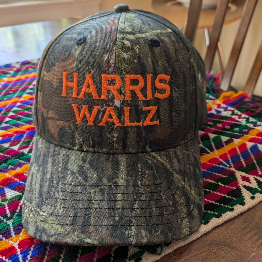 Kamala Harris Walz Elections Democrat Liberal Camo Cloth Baseball Hat President
